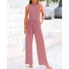 imageBTFBM One Piece Jumpsuits For Women Dressy Casual Spring Summer Outfits 2025 Sleeveless Mock Neck Wide Leg Pants RompersDusty Pink