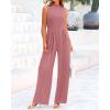 imageBTFBM One Piece Jumpsuits For Women Dressy Casual Spring Summer Outfits 2025 Sleeveless Mock Neck Wide Leg Pants RompersDusty Pink