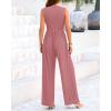 imageBTFBM One Piece Jumpsuits For Women Dressy Casual Spring Summer Outfits 2025 Sleeveless Mock Neck Wide Leg Pants RompersDusty Pink