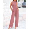 imageBTFBM One Piece Jumpsuits For Women Dressy Casual Spring Summer Outfits 2025 Sleeveless Mock Neck Wide Leg Pants RompersDusty Pink