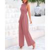 imageBTFBM One Piece Jumpsuits For Women Dressy Casual Spring Summer Outfits 2025 Sleeveless Mock Neck Wide Leg Pants RompersDusty Pink