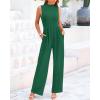 imageBTFBM One Piece Jumpsuits For Women Dressy Casual Spring Summer Outfits 2025 Sleeveless Mock Neck Wide Leg Pants RompersGreen