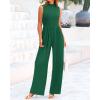 imageBTFBM One Piece Jumpsuits For Women Dressy Casual Spring Summer Outfits 2025 Sleeveless Mock Neck Wide Leg Pants RompersGreen