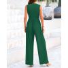 imageBTFBM One Piece Jumpsuits For Women Dressy Casual Spring Summer Outfits 2025 Sleeveless Mock Neck Wide Leg Pants RompersGreen