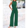 imageBTFBM One Piece Jumpsuits For Women Dressy Casual Spring Summer Outfits 2025 Sleeveless Mock Neck Wide Leg Pants RompersGreen