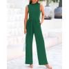 imageBTFBM One Piece Jumpsuits For Women Dressy Casual Spring Summer Outfits 2025 Sleeveless Mock Neck Wide Leg Pants RompersGreen