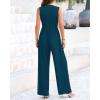 imageBTFBM One Piece Jumpsuits For Women Dressy Casual Spring Summer Outfits 2025 Sleeveless Mock Neck Wide Leg Pants RompersLake Blue