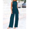 imageBTFBM One Piece Jumpsuits For Women Dressy Casual Spring Summer Outfits 2025 Sleeveless Mock Neck Wide Leg Pants RompersLake Blue