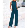 imageBTFBM One Piece Jumpsuits For Women Dressy Casual Spring Summer Outfits 2025 Sleeveless Mock Neck Wide Leg Pants RompersLake Blue