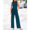 imageBTFBM One Piece Jumpsuits For Women Dressy Casual Spring Summer Outfits 2025 Sleeveless Mock Neck Wide Leg Pants RompersLake Blue