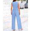 imageBTFBM One Piece Jumpsuits For Women Dressy Casual Spring Summer Outfits 2025 Sleeveless Mock Neck Wide Leg Pants RompersLight Blue