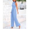 imageBTFBM One Piece Jumpsuits For Women Dressy Casual Spring Summer Outfits 2025 Sleeveless Mock Neck Wide Leg Pants RompersLight Blue