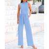 imageBTFBM One Piece Jumpsuits For Women Dressy Casual Spring Summer Outfits 2025 Sleeveless Mock Neck Wide Leg Pants RompersLight Blue