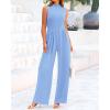 imageBTFBM One Piece Jumpsuits For Women Dressy Casual Spring Summer Outfits 2025 Sleeveless Mock Neck Wide Leg Pants RompersLight Blue