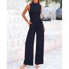 imageBTFBM One Piece Jumpsuits For Women Dressy Casual Spring Summer Outfits 2025 Sleeveless Mock Neck Wide Leg Pants RompersNavy