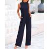 imageBTFBM One Piece Jumpsuits For Women Dressy Casual Spring Summer Outfits 2025 Sleeveless Mock Neck Wide Leg Pants RompersNavy
