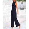 imageBTFBM One Piece Jumpsuits For Women Dressy Casual Spring Summer Outfits 2025 Sleeveless Mock Neck Wide Leg Pants RompersNavy