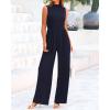 imageBTFBM One Piece Jumpsuits For Women Dressy Casual Spring Summer Outfits 2025 Sleeveless Mock Neck Wide Leg Pants RompersNavy