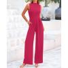 imageBTFBM One Piece Jumpsuits For Women Dressy Casual Spring Summer Outfits 2025 Sleeveless Mock Neck Wide Leg Pants RompersRose Red