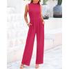 imageBTFBM One Piece Jumpsuits For Women Dressy Casual Spring Summer Outfits 2025 Sleeveless Mock Neck Wide Leg Pants RompersRose Red