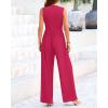imageBTFBM One Piece Jumpsuits For Women Dressy Casual Spring Summer Outfits 2025 Sleeveless Mock Neck Wide Leg Pants RompersRose Red