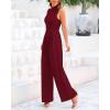 imageBTFBM One Piece Jumpsuits For Women Dressy Casual Spring Summer Outfits 2025 Sleeveless Mock Neck Wide Leg Pants RompersWine Red