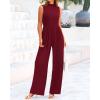 imageBTFBM One Piece Jumpsuits For Women Dressy Casual Spring Summer Outfits 2025 Sleeveless Mock Neck Wide Leg Pants RompersWine Red
