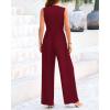 imageBTFBM One Piece Jumpsuits For Women Dressy Casual Spring Summer Outfits 2025 Sleeveless Mock Neck Wide Leg Pants RompersWine Red