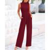 imageBTFBM One Piece Jumpsuits For Women Dressy Casual Spring Summer Outfits 2025 Sleeveless Mock Neck Wide Leg Pants RompersWine Red