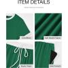 imageBTFBM Womens 2 Piece Outfits 2025 Spring Fashion Casual Clothes Ribbed Knit Crop Top Wide Leg Pants Tracksuit Lounge SetDark Green