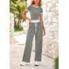 imageBTFBM Womens 2 Piece Outfits 2025 Spring Fashion Casual Clothes Ribbed Knit Crop Top Wide Leg Pants Tracksuit Lounge SetGrey