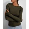 imageBTFBM Womens Casual Long Sleeve Tops Spring Fall 2025 Crew Neck Workout Shirt Stretchy Slim Fit Basic Y2K Going Out TopArmy Green