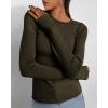 imageBTFBM Womens Casual Long Sleeve Tops Spring Fall 2025 Crew Neck Workout Shirt Stretchy Slim Fit Basic Y2K Going Out TopArmy Green