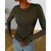 imageBTFBM Womens Casual Long Sleeve Tops Spring Fall 2025 Crew Neck Workout Shirt Stretchy Slim Fit Basic Y2K Going Out TopArmy Green