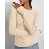 imageBTFBM Womens Casual Long Sleeve Tops Spring Fall 2025 Crew Neck Workout Shirt Stretchy Slim Fit Basic Y2K Going Out TopBeige