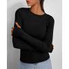imageBTFBM Womens Casual Long Sleeve Tops Spring Fall 2025 Crew Neck Workout Shirt Stretchy Slim Fit Basic Y2K Going Out TopBlack