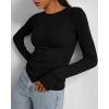 imageBTFBM Womens Casual Long Sleeve Tops Spring Fall 2025 Crew Neck Workout Shirt Stretchy Slim Fit Basic Y2K Going Out TopBlack
