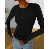 imageBTFBM Womens Casual Long Sleeve Tops Spring Fall 2025 Crew Neck Workout Shirt Stretchy Slim Fit Basic Y2K Going Out TopBlack