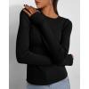 imageBTFBM Womens Casual Long Sleeve Tops Spring Fall 2025 Crew Neck Workout Shirt Stretchy Slim Fit Basic Y2K Going Out TopBlack
