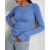 imageBTFBM Womens Casual Long Sleeve Tops Spring Fall 2025 Crew Neck Workout Shirt Stretchy Slim Fit Basic Y2K Going Out TopBlue