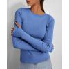 imageBTFBM Womens Casual Long Sleeve Tops Spring Fall 2025 Crew Neck Workout Shirt Stretchy Slim Fit Basic Y2K Going Out TopBlue