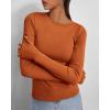 imageBTFBM Womens Casual Long Sleeve Tops Spring Fall 2025 Crew Neck Workout Shirt Stretchy Slim Fit Basic Y2K Going Out TopBrick Red