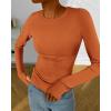 imageBTFBM Womens Casual Long Sleeve Tops Spring Fall 2025 Crew Neck Workout Shirt Stretchy Slim Fit Basic Y2K Going Out TopBrick Red