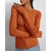 imageBTFBM Womens Casual Long Sleeve Tops Spring Fall 2025 Crew Neck Workout Shirt Stretchy Slim Fit Basic Y2K Going Out TopBrick Red