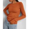 imageBTFBM Womens Casual Long Sleeve Tops Spring Fall 2025 Crew Neck Workout Shirt Stretchy Slim Fit Basic Y2K Going Out TopBrick Red