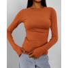 imageBTFBM Womens Casual Long Sleeve Tops Spring Fall 2025 Crew Neck Workout Shirt Stretchy Slim Fit Basic Y2K Going Out TopBrick Red