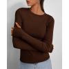 imageBTFBM Womens Casual Long Sleeve Tops Spring Fall 2025 Crew Neck Workout Shirt Stretchy Slim Fit Basic Y2K Going Out TopCoffee