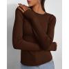 imageBTFBM Womens Casual Long Sleeve Tops Spring Fall 2025 Crew Neck Workout Shirt Stretchy Slim Fit Basic Y2K Going Out TopCoffee