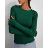 imageBTFBM Womens Casual Long Sleeve Tops Spring Fall 2025 Crew Neck Workout Shirt Stretchy Slim Fit Basic Y2K Going Out TopGreen