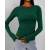 imageBTFBM Womens Casual Long Sleeve Tops Spring Fall 2025 Crew Neck Workout Shirt Stretchy Slim Fit Basic Y2K Going Out TopGreen